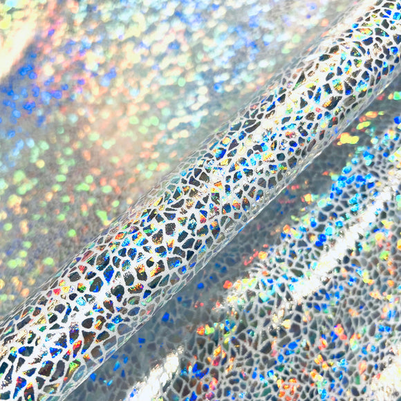 Silver on White Shattered Glass Fabric - Coquetry Clothing