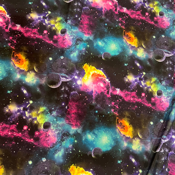 UV Glow Galaxy Print Spandex Fabric - Coquetry Clothing