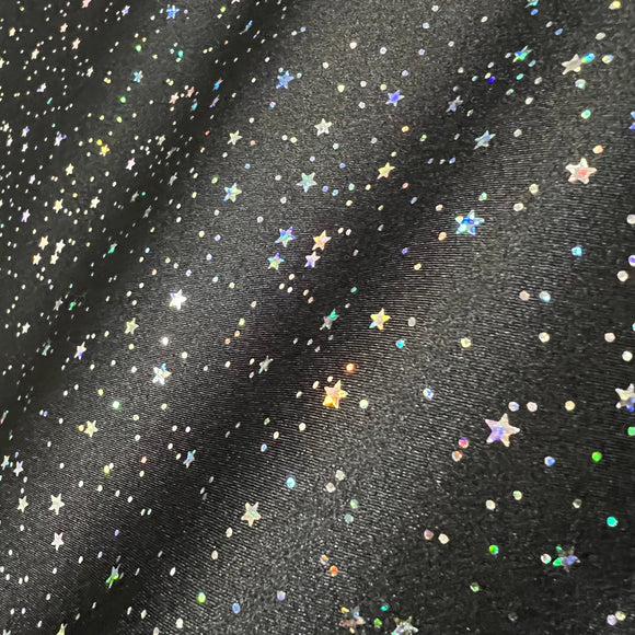 Star Noir Holographic Spandex Fabric - Coquetry Clothing
