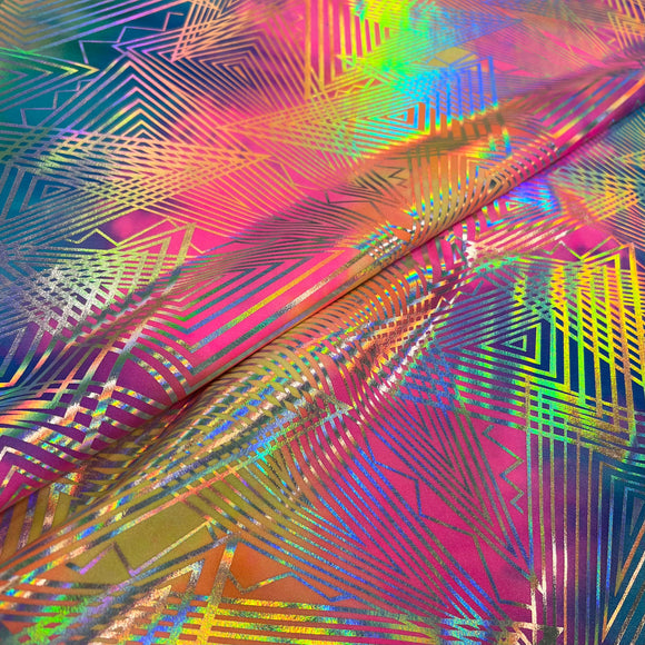 UV Glow Spectrum Holographic Stretch Fabric - Coquetry Clothing