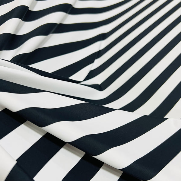 UV Black & White Stripe Spandex Fabric - 3