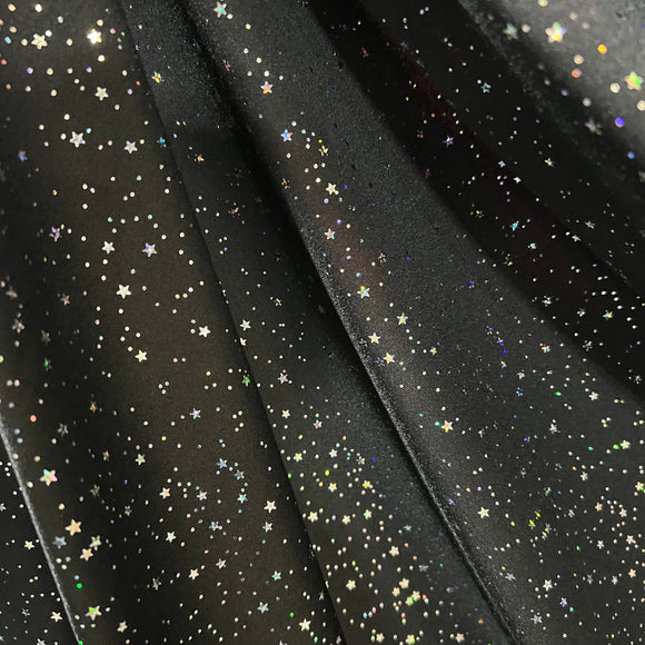 Star Noir Holographic Spandex Fabric - Coquetry Clothing