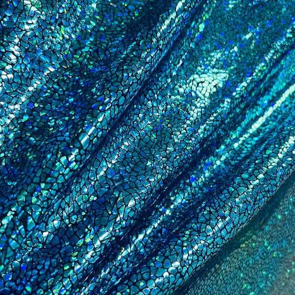 Turquoise on Black Shattered Glass Fabric - 6