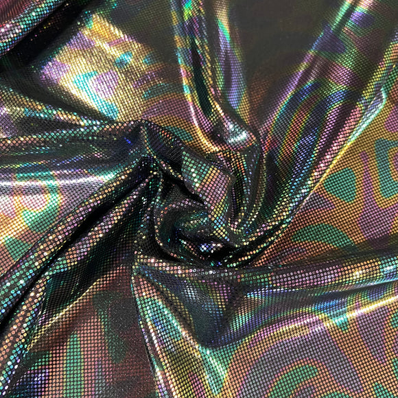 Oil Slick Metallic Spandex Fabric - Coquetry Clothing