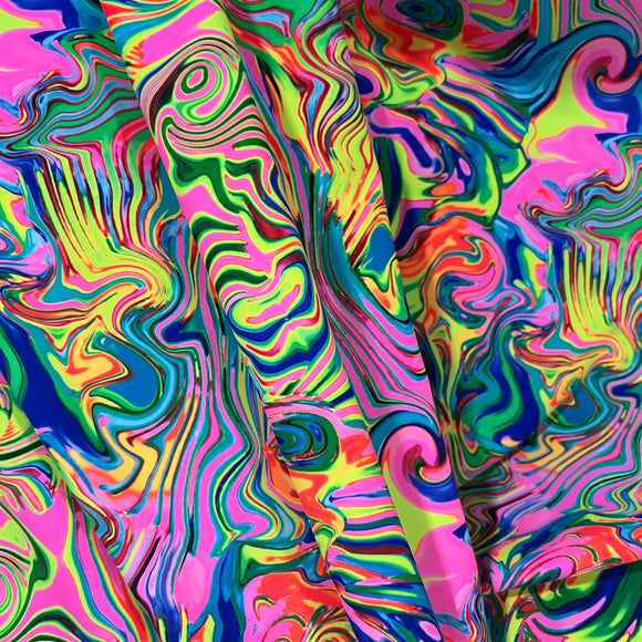 UV Glow Neon Flux Print Spandex Fabric - Coquetry Clothing