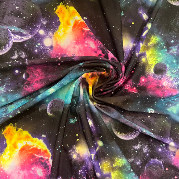 UV Glow Galaxy Print Spandex Fabric - Coquetry Clothing
