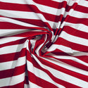 Red and White Stripe Spandex Fabric - 4