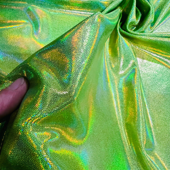 UV Glow Lime Holographic Fabric - Coquetry Clothing