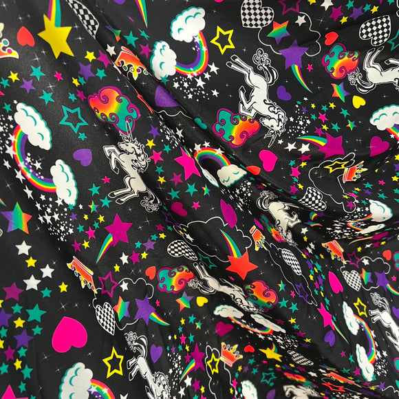 UV Glow Unicorns and Rainbows Fabric - Coquetry Clothing