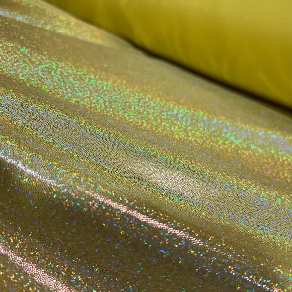 Yellow Sparkly Jewel Holographic Fabric - Coquetry Clothing