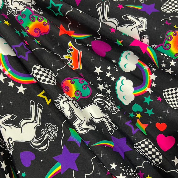 UV Glow Unicorns and Rainbows Fabric - Coquetry Clothing