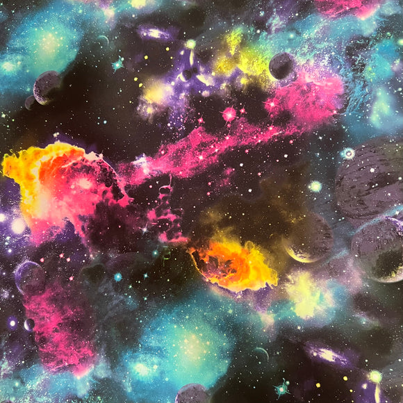 UV Glow Galaxy Print Spandex Fabric - Coquetry Clothing