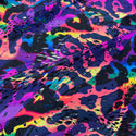 UV Glow Rainbow Leopard Print Spandex Fabric - 1