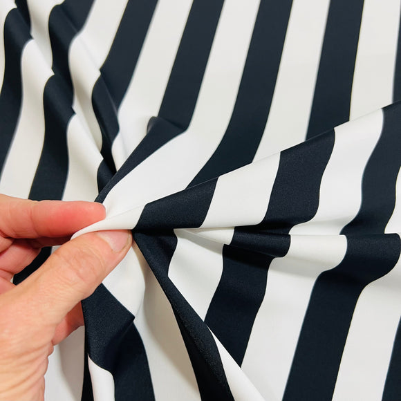 UV Black & White Stripe Spandex Fabric - Coquetry Clothing