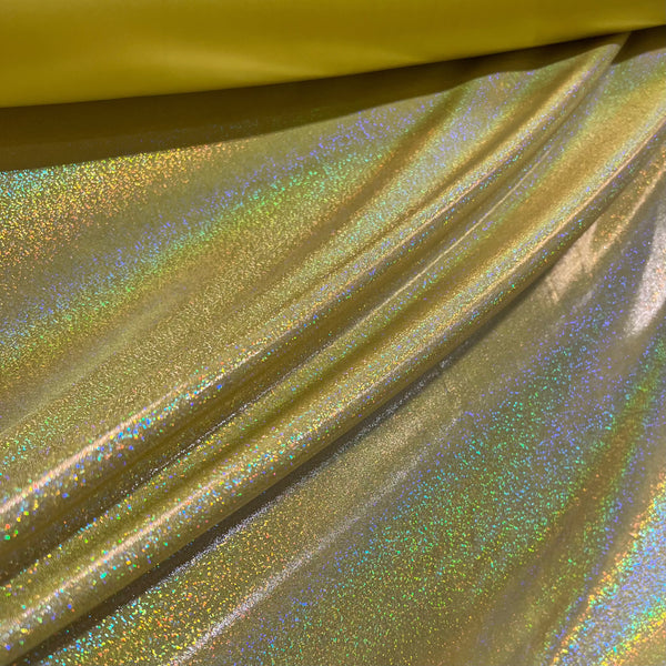 Yellow Sparkly Jewel Holographic Fabric - 5