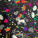 UV Glow Unicorns and Rainbows Fabric - Coquetry Clothing