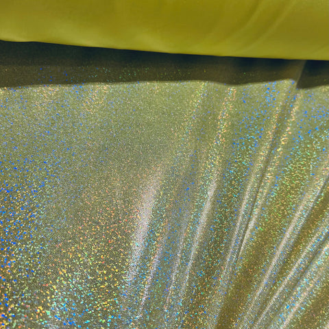 Yellow Sparkly Jewel Holographic Fabric - Coquetry Clothing