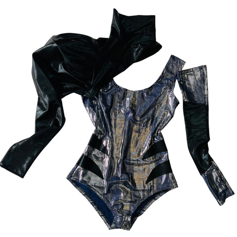 City Lights & Black Mystique 3pc Chromatic Romper, Sleeve and Bolero Set - Coquetry Clothing