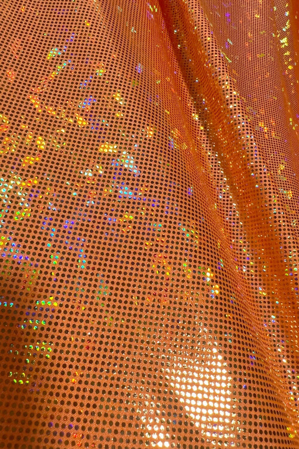 UV Glow Neon Orange Kaleidoscope Spandex Fabric - 2