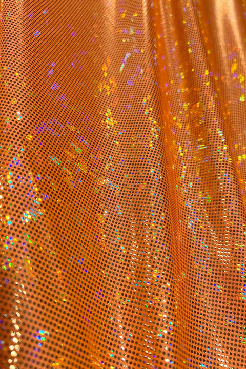 UV Glow Neon Orange Kaleidoscope Spandex Fabric - Coquetry Clothing