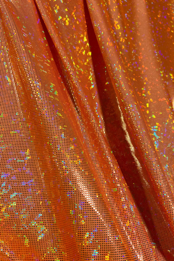 UV Glow Neon Orange Kaleidoscope Spandex Fabric - 4