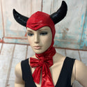 Red and Black Devil Bonnet Hood - 5