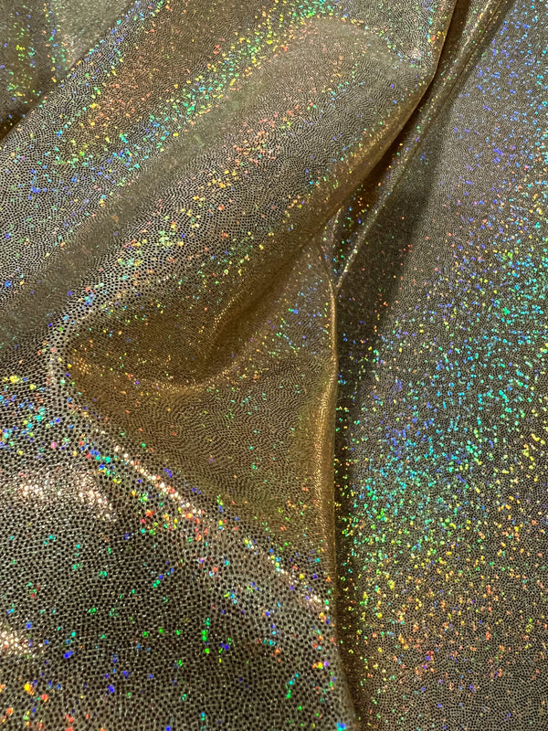 Gold Iridescent Full Sequin Fabric for Dress, Gold Hologram Sequins by the  Yard