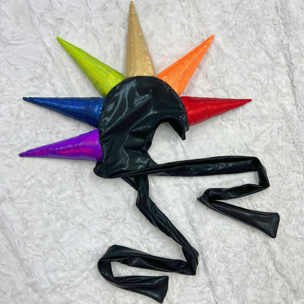 Rainbow Unicorn Horn Bonnet in Black Mystique - 4