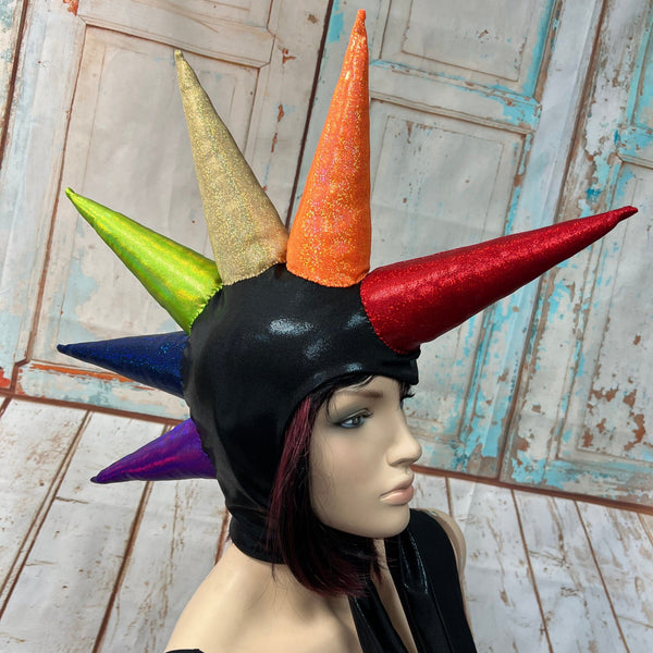 Rainbow Unicorn Horn Bonnet in Black Mystique - 5