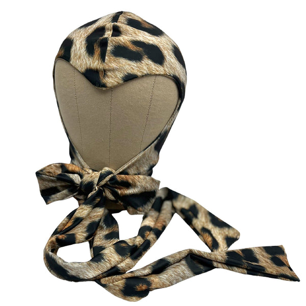 Vintage Style Widows Peak Bonnet in Leopard Print - 1