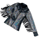 Silver and Black Kaleidoscope Rodeo Shirt with Fringe - 12