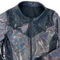 Silver and Black Kaleidoscope Rodeo Shirt with Fringe - 5