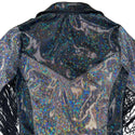 Silver and Black Kaleidoscope Rodeo Shirt with Fringe - 10