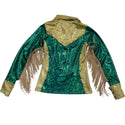 Gold and Green Kaleidoscope Rodeo Shirt with Fringe - 12