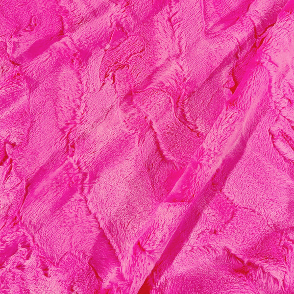 UV Glow Neon Diva Pink Minky Faux Fur Fabric - 1