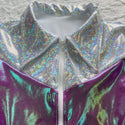 Plumeria and White Kaleidoscope Rodeo Shirt with Fringe - 8