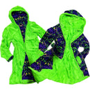 Neon UFO Minky and Neon Melt Reversible A Line Coat - Coquetry Clothing