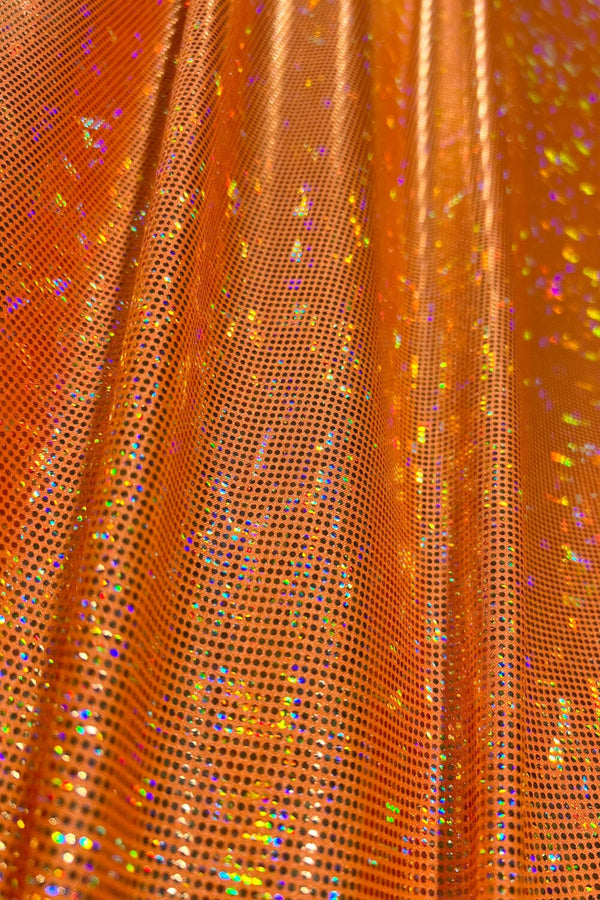 UV Glow Neon Orange Kaleidoscope Spandex Fabric - 3