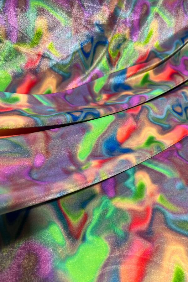 UV Glow Four Way Stretch Velvet Fabric in Mirage - 4