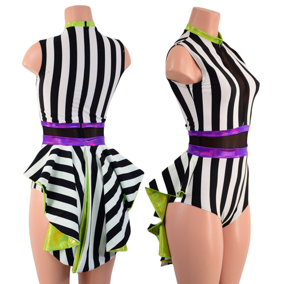 MINI Tux back Romper with Inset Keyhole and Mesh Waistband Details - Coquetry Clothing
