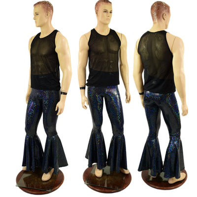 Mens Black Kaleidoscope Bell Bottom Flares
