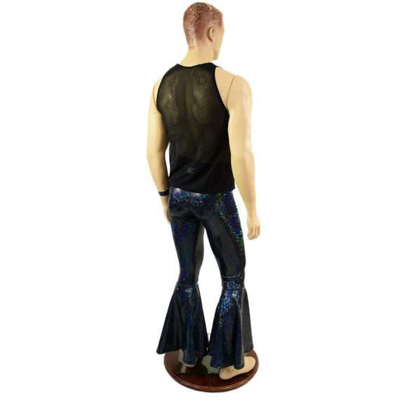 Mens Black Kaleidoscope Bell Bottom Flares