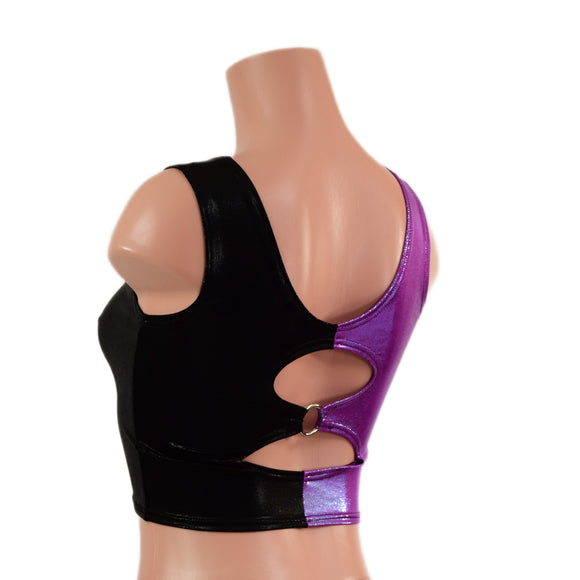 Cutout O-Ring Crop Tank with Color Split