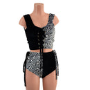 Distortion Velvet and Black Velvet Lace Up Harlequin Set - Coquetry Clothing