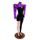 Asymmetrical Black Mystique Catsuit Set with Grape Holo Victoria Sleeve Bolero-2