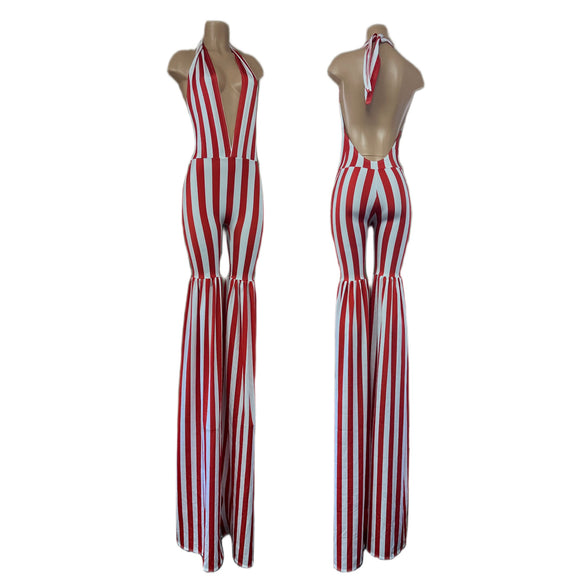 Red and White Striped Stilting Costume
