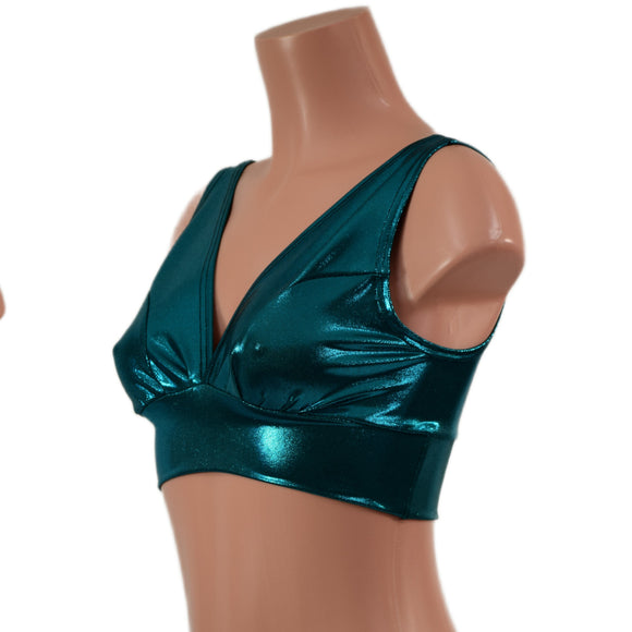 Large Ready to Ship Starlette Bralette in Teal Metallic