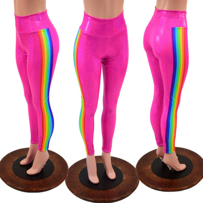 Retro Rainbow Side Panel  High Waist Leggings