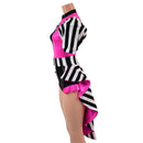 2PC Quad Color Blocked Romper with Short, Banded, Victoria Sleeves AND Tux Back Belt-6