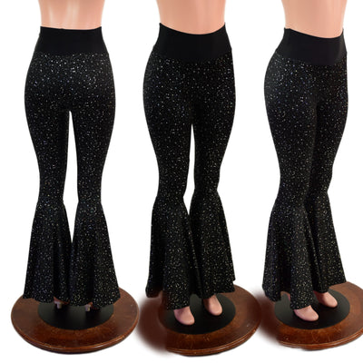 Star Noir High Waist Bell Bottom Flares with Smooth Black Spandex Waistband